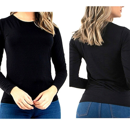 Imagem 6 de 7 de Kit 12 Blusinha Feminina Manga Longa Segunda Pele Atacado