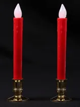 Comprar Velas Luces Led Rojas + Candelabro 25 Cm De Alto