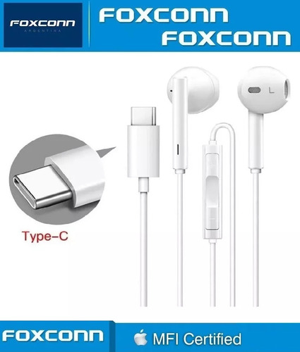Auricular Foxconn Original Tipo C Para Samsung S21 S22 S23 Blanco