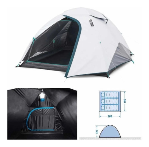 Tienda Casa Camping Deluxe 3p Fresh&black Impermeable Blanco