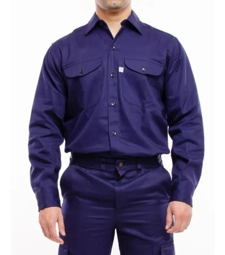 Camisa De Trabajo Ombu Color Azul Oscuro Y Azulino 