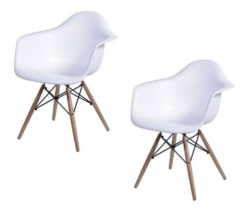 Cadeira de jantar BoxBit Eames con brazos, estrutura de cor  branco, 2 unidades