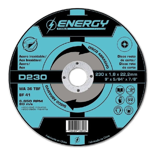Disco De Corte Acero/inoxidable 9  Energy D230 X 10un - Tyt