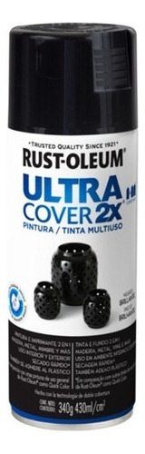 Spray Aerosol Ultra Cover 2x Negro Brillante Rust Oleum