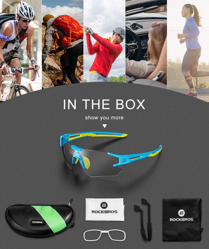 Lentes Rockbros Para Ciclismo Y Running Fotocromatico Azul