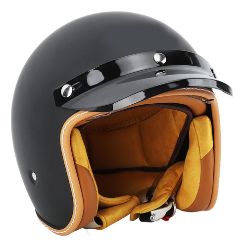 Cascos De Moto Casco De Bicicleta De Estilo Retro Negro Mate