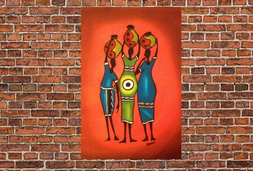 Cuadro 30x45cm Arte Africano Mujeres Pintura Arte M5