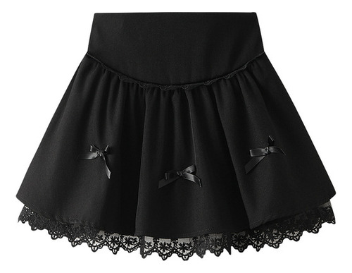 Mz Minifalda Casual De Encaje Con Cintura Alta En Capas For