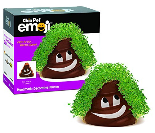 Pet Emoji Poopy Con Seed Pack, Cerámica Decorativa Planter, 