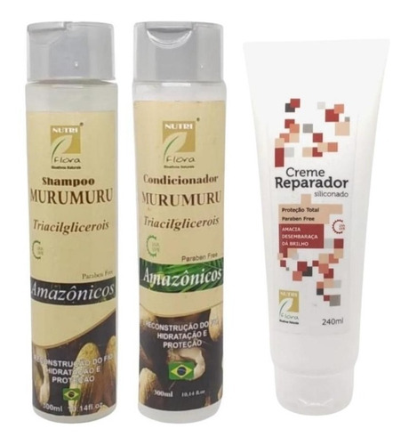  Kit Shampoo Condicionador Nutriflora Murumuru Creme Capilar