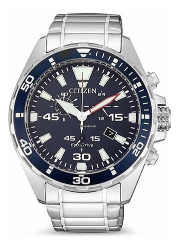 Reloj Citizen Hombre Eco-drive At2431-87l Color de la malla Plateado Color del bisel Azul Color del fondo Azul