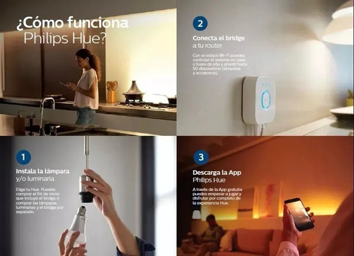 Imagen 6 de 8 de Philips Hue Lampara Led E27 Color 9w 1100 Lm