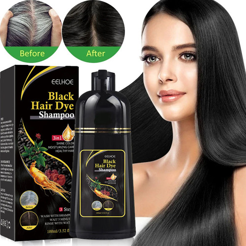 Champú De Tinte Negro Para Cabello Gris