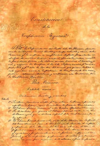 Cuadro Pergamino Preámbulo Constitución Argentina - 1ra Pág.