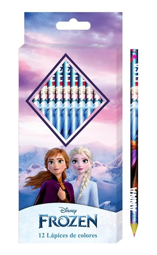 Lapices De Colores Cresko X 12 Largos Frozen Ana Elsa 