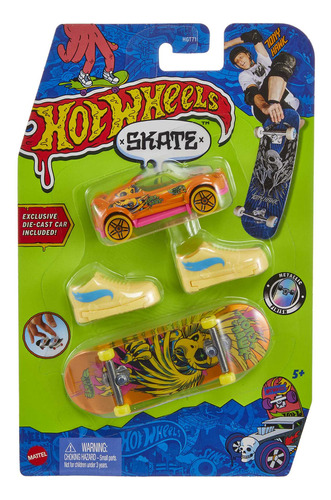 Hot Wheels Patineta Skate Dedos + Vehiculo Hi Beam Hng59