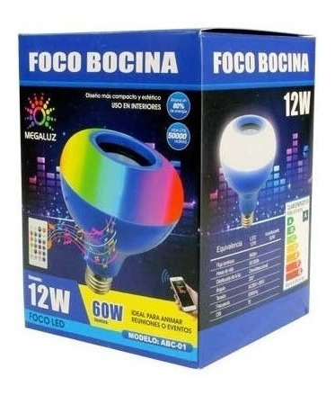 Foco Con Bocina Bluetooth- Multicolor A Control Remoto