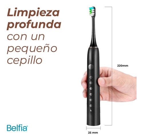 Cepillo De Dientes Eléctrico Belfia B10 Con 4 Picos, 6 Modos De Uso Usb
