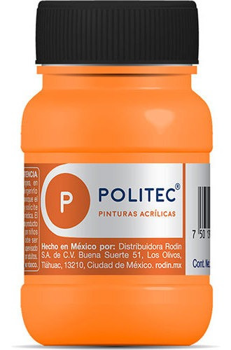 Pintura Acrilica Fluorescente Politec Naranja 100 Ml