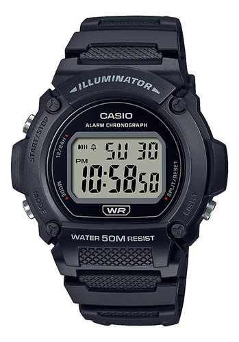 Reloj Casio Negro Hombre W-219h-1av 100% Original 