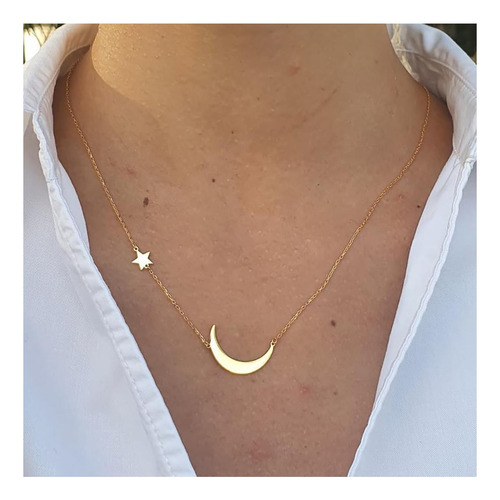 Ascomy Dainty Gold Moon De 14 Quilates Y Colgantes De Estrel