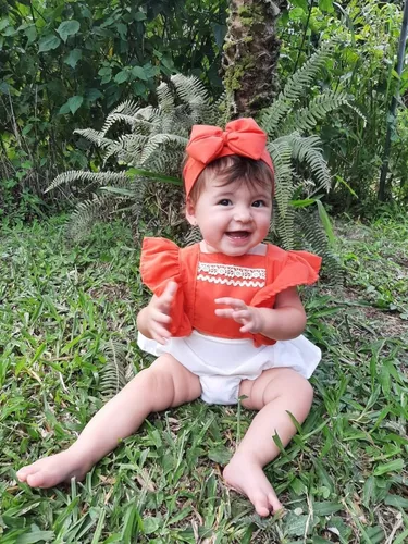 Jardineira Fantasia Romper Body Bebe Menina Moana Tiara Baby