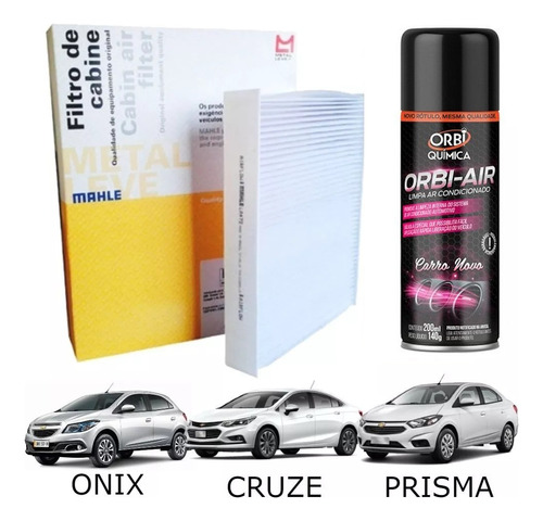Filtro De Cabine Onix Prisma Cruze La472 + Higienizador 