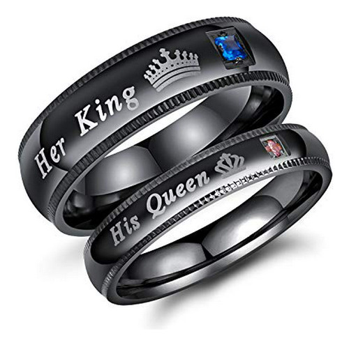 Temico Amazing Her King His Queen Titanium Stainless Steel W