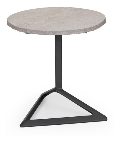 Mesa Lateral Pietra Vondon 50 Cm Pedra Natural E Aço Carbono