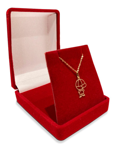 Cordão Com Pingente Menino Ouro 18k Corrente Bailarina 40cm Cor Amarelo