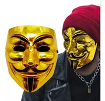 Comprar Máscara De  Anonymous Hacker Vendetta Dorada Gold Halloween