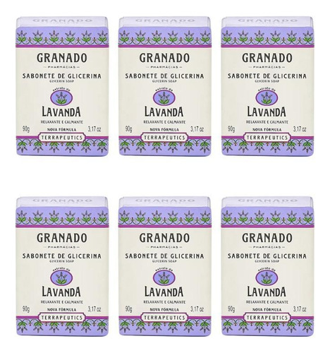 Sabonete Granado 90g Glicerina Lavanda-kit C/6un