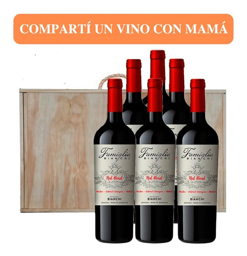 Vino Famiglia Bianchi Red Regalo Caja Madera X 6bot. Quirino