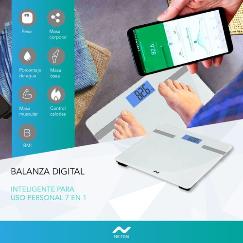 Imagen 3 de 6 de Balanza Digital Personal Nictom Bp03 Blanco, Hasta 180 Kg