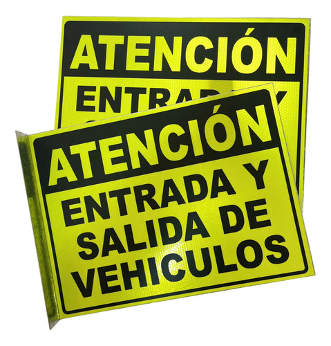 Cartel De Chapa Entrada/salida Vehículos Reflectivo Fluor Vehiculos
