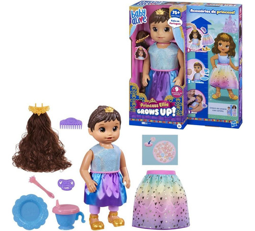 Boneca Baby Alive Grows Up Princess Ellie Morena - Hasbro