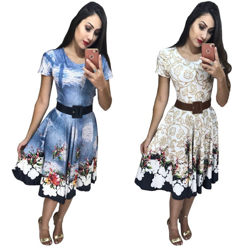 Vestido Midi Neopreme Classico Godê Evangelico Promoção 2018