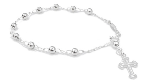 Hermosa Pulsera Misterio Plata Ley .925, Rosario Calidad Vip