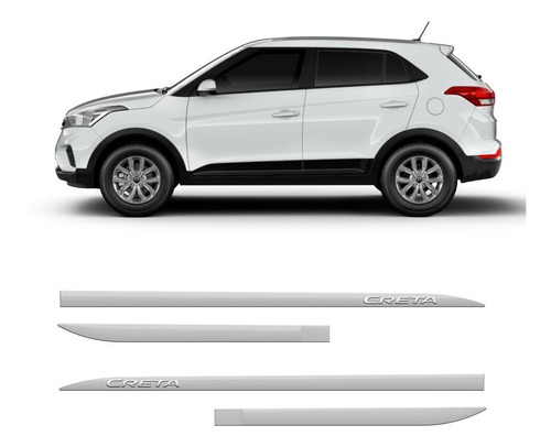 Friso Lateral Hyundai Creta 2016 A 2021 Branco Atlas 4 Peças