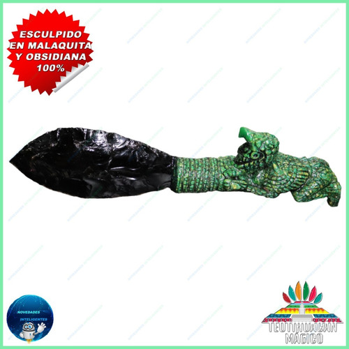 Cuchillo Ceremonial Obsidiana Prehispanico Escultura Azteca