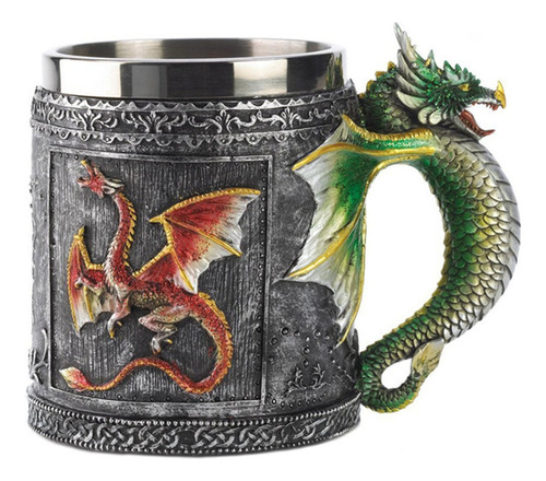 Dragon 3d Taza De Café Cerveza 450 Ml Taza De Pared Acero In