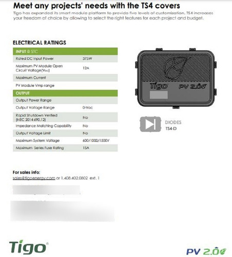 Tapa Tigo Ts4-d Diodo Panel Solar / Pv2.0/ 12 V / Ip 67