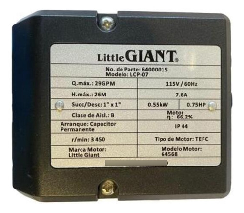 Bomba Centrifuga Little Giant 0.75 Hp 115 V Lcp-07 Azul 60 Hz Monofásica