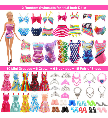 Conjunto De Vestidos Para Barbi 27 Accesorio Para Muñeca