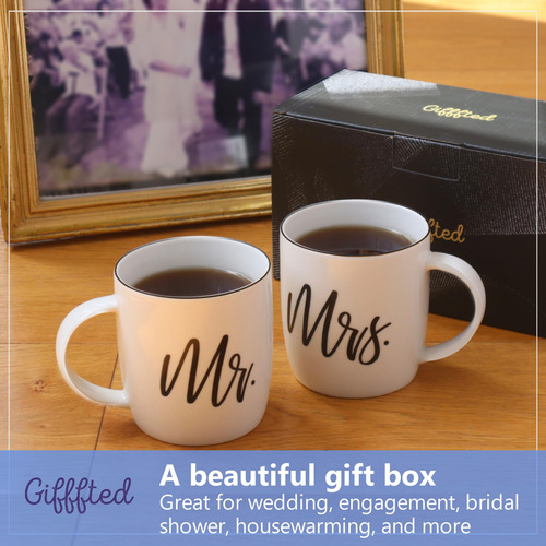 Tazas De Café Con Triple Regalo De Cerámica Mr And Mrs, 380