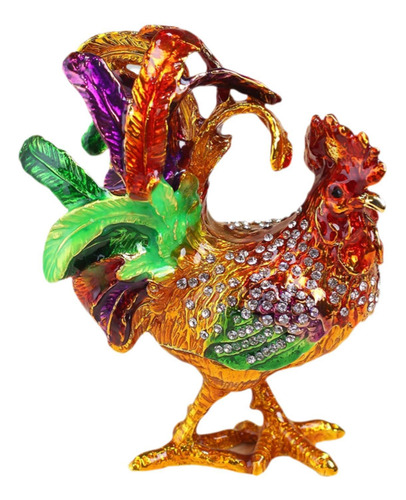 Figurita De Pollo Esmaltado, Joyero, Organizador De Joyas, S