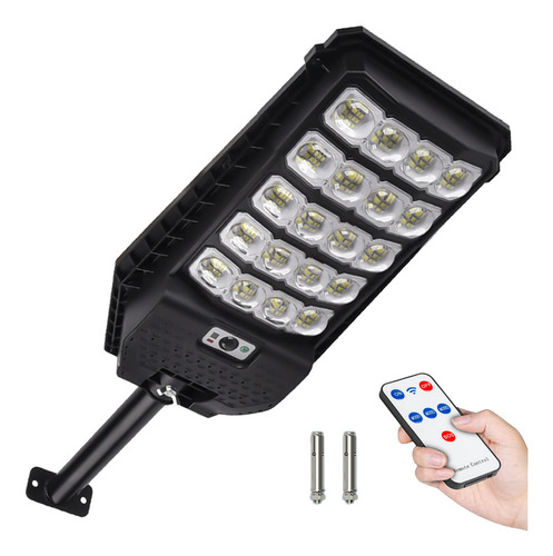 Alusp Luz Led Luminaria Solar Sensor Presença Forte Poste Pared 400w Cor Preto Com Controle
