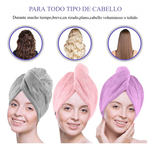 Toalla Turbante Tiiyee Gorro Para Cabello Seco X 3 Unidades