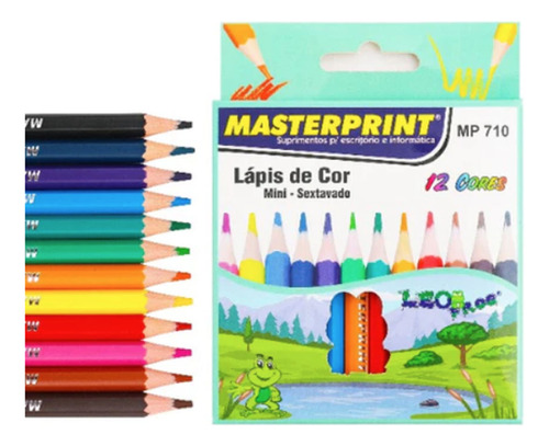 Lápis De Cor Mini De Resina12 Cores Masterprint Colorido