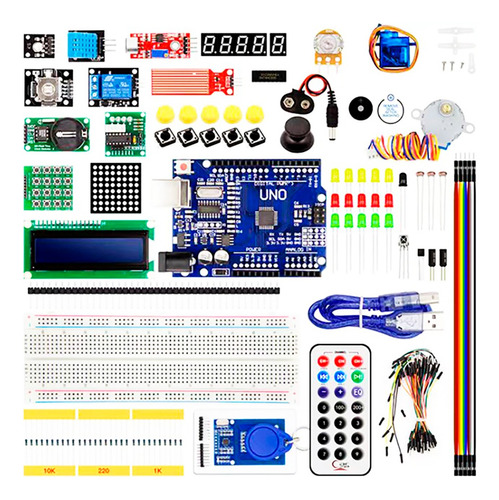 Kit Arduino Uno Avanzado, 92 Componentes Atmega 328/8us 